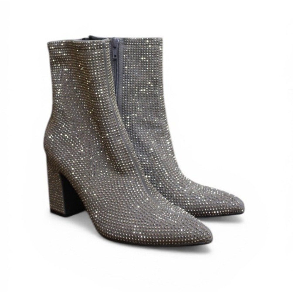 A New Day‎ Women's Gloria Low Shaft Heeled Rhinestones Boots Memory Foam Sz 10